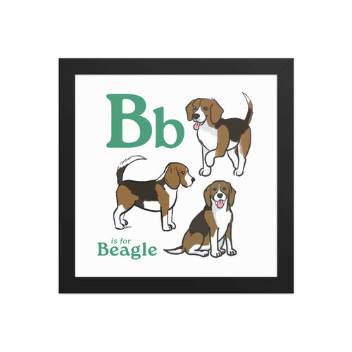Home Decor Black / 10″×10″ B is for Beagle Framed Print | Kids Room Art