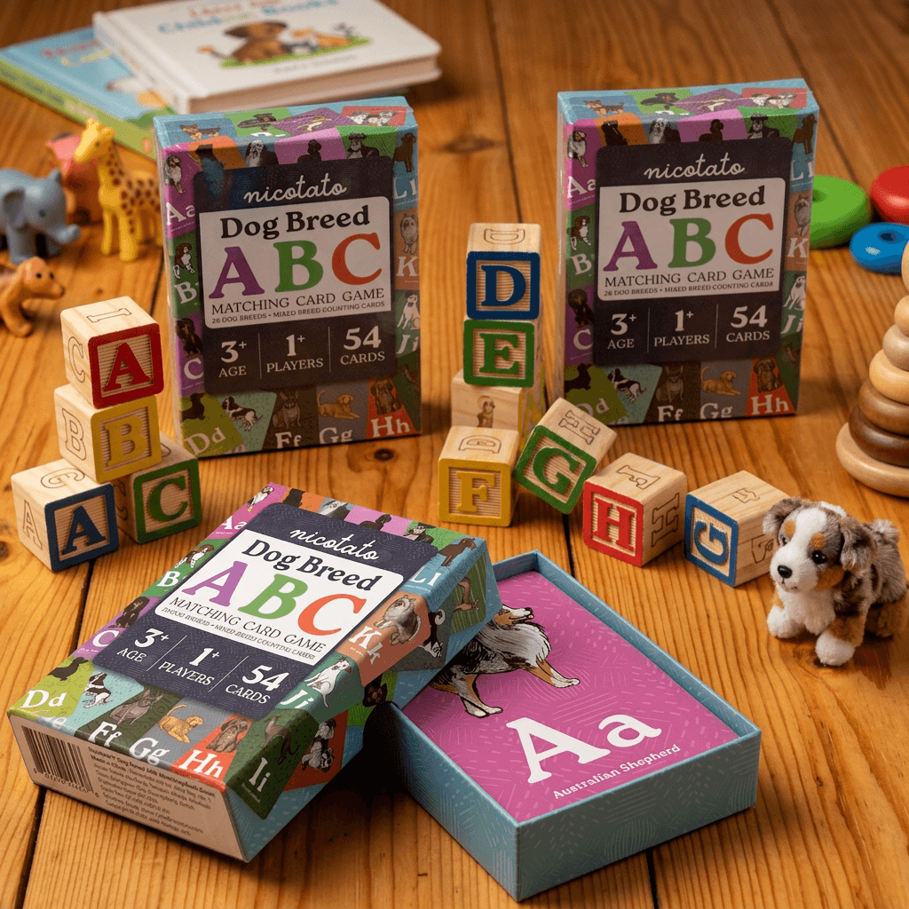 Matching Card Game Dog Breed ABC Preschool Matching Game