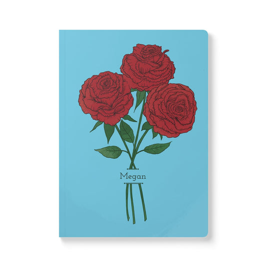 Paper products 100 pages (50 sheets) / Ruled line / 5.75" x 8" Rose Flower Journal - June Birth flower - Personalizable Softcover Journal