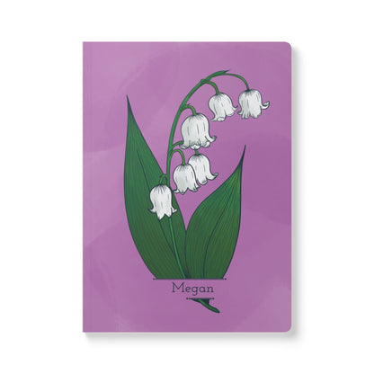 Paper products 200 pages (100 sheets) / Ruled line / 5.75" x 8" Lily of the Valley Flower Journal - May Birth flower - Personalizable Softcover Journal