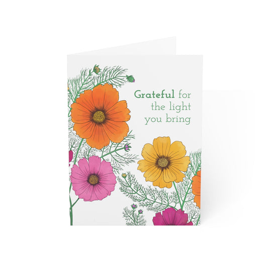 Paper products 4.6" x 6.25" (Vertical) / Coated (both sides) / 1 pc Grateful for the Light You Bring – Cosmo Flower Greeting Card