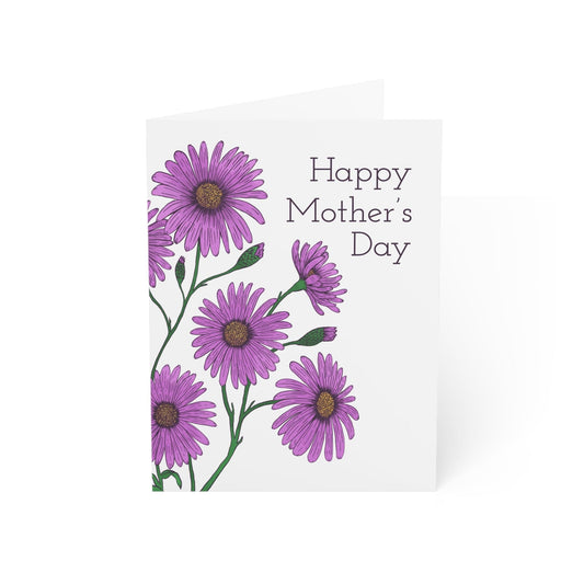 Paper products 4.6" x 6.25" (Vertical) / Coated (both sides) / 1 pc Mother's Day Aster Flower Greeting Cards