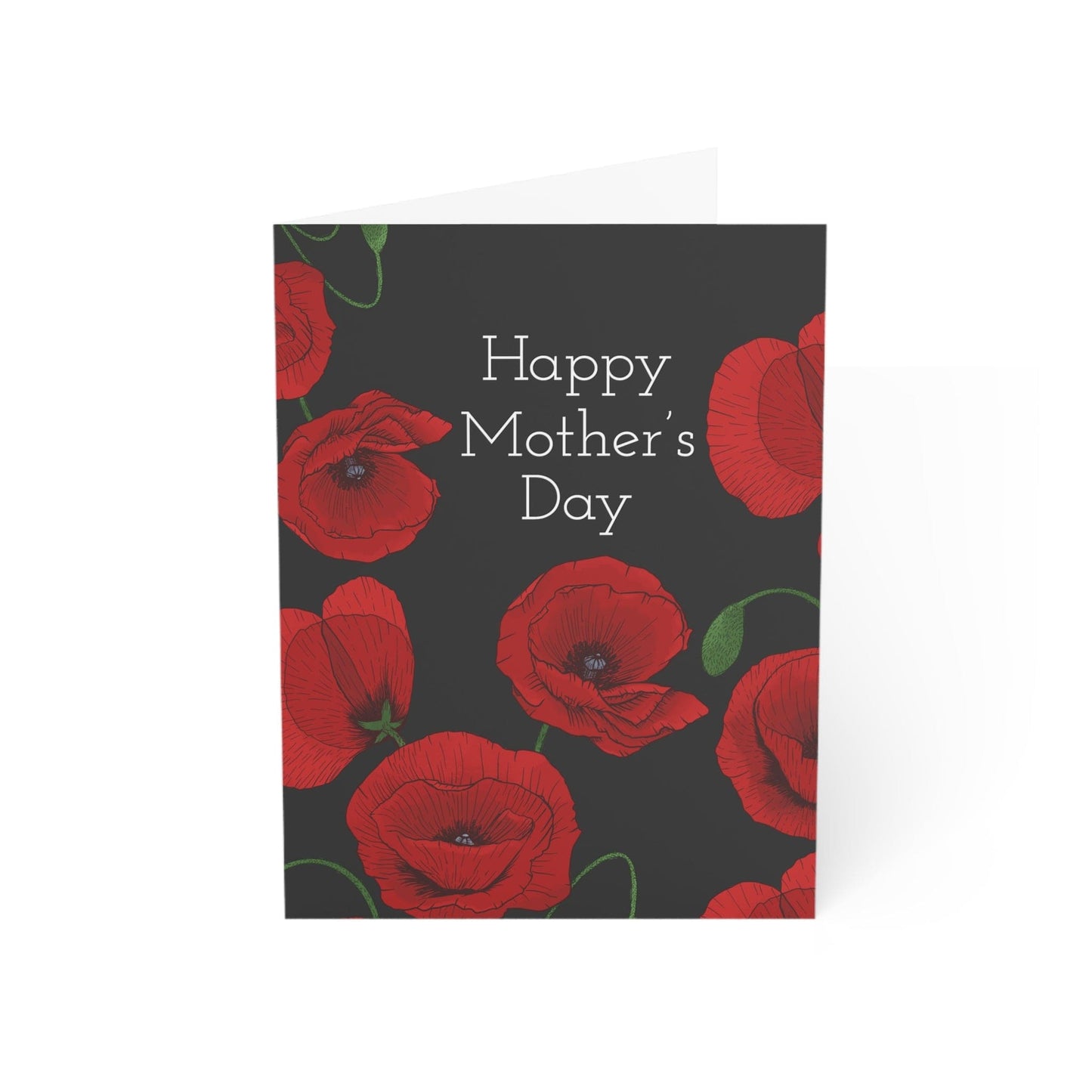 Paper products 4.6" x 6.25" (Vertical) / Matte / 50 pcs Mother's Day Poppy Flower Greeting Cards
