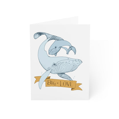 Paper products 4.6" x 6.25" (Vertical) / Uncoated / 30 pcs Big Love – Whale Greeting Card (Yellow Banner)
