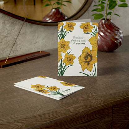 Paper products 5" x 7" (Vertical) / Coated (both sides) / 1 pc Thanks for Planting Seeds of Kindness – Daffodil Greeting Card