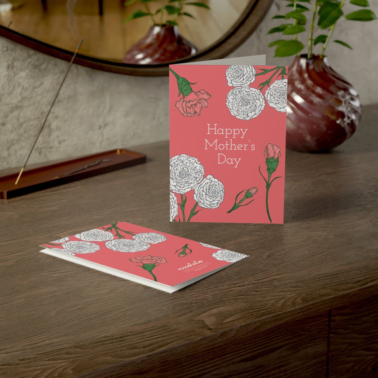 Paper products 5" x 7" (Vertical) / Matte / 1 pc Mother's Day Carnations Greeting Cards