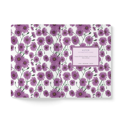 Paper products Aster Flower Journal - September Birth flower - Personalizable Softcover Journal