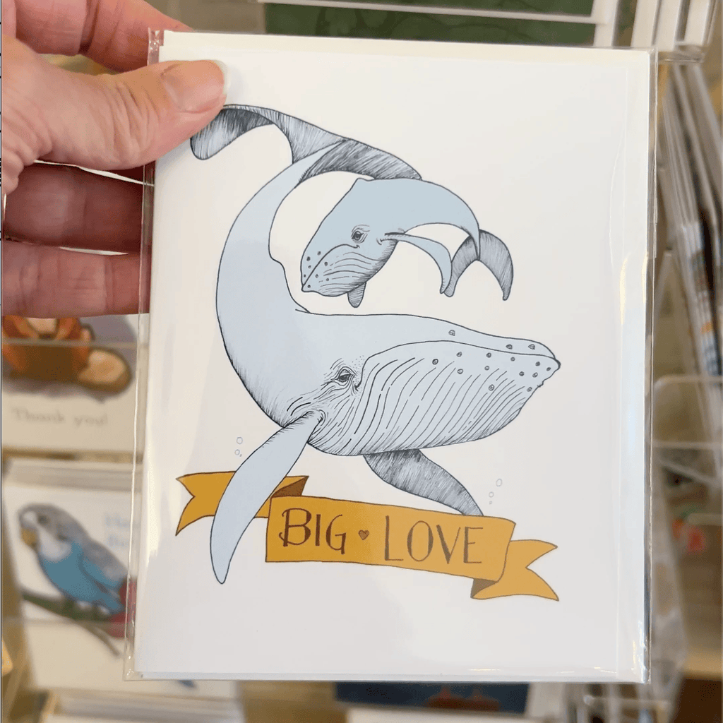 Paper products Big Love – Humpback Whale Greeting Card (Yellow Banner) - Blank inside