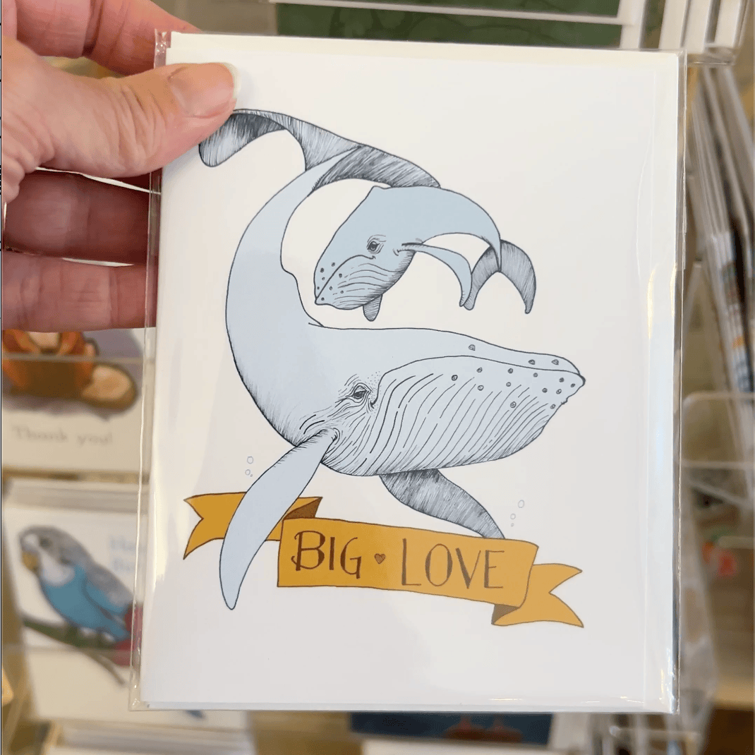 Paper products Big Love – Humpback Whale Greeting Card (Yellow Banner) - Blank inside