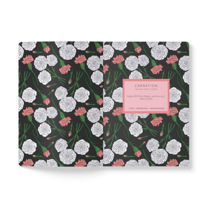 Paper products Carnations Journal - January Birth Flower - Personalizable Softcover Journal with Inside Prints