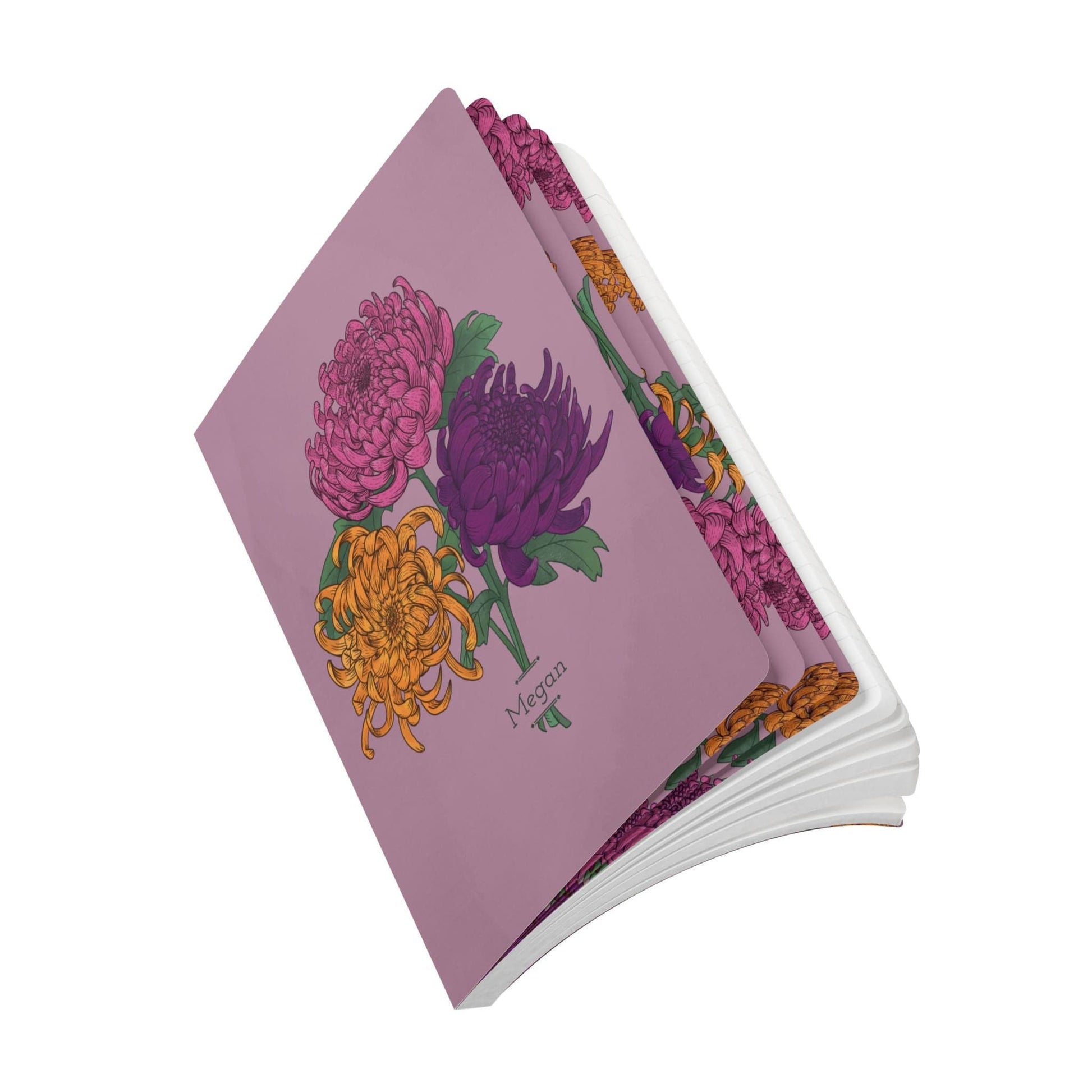Paper products Chrysanthemum Flower Journal - November Birth flower - Personalizable Softcover Journal