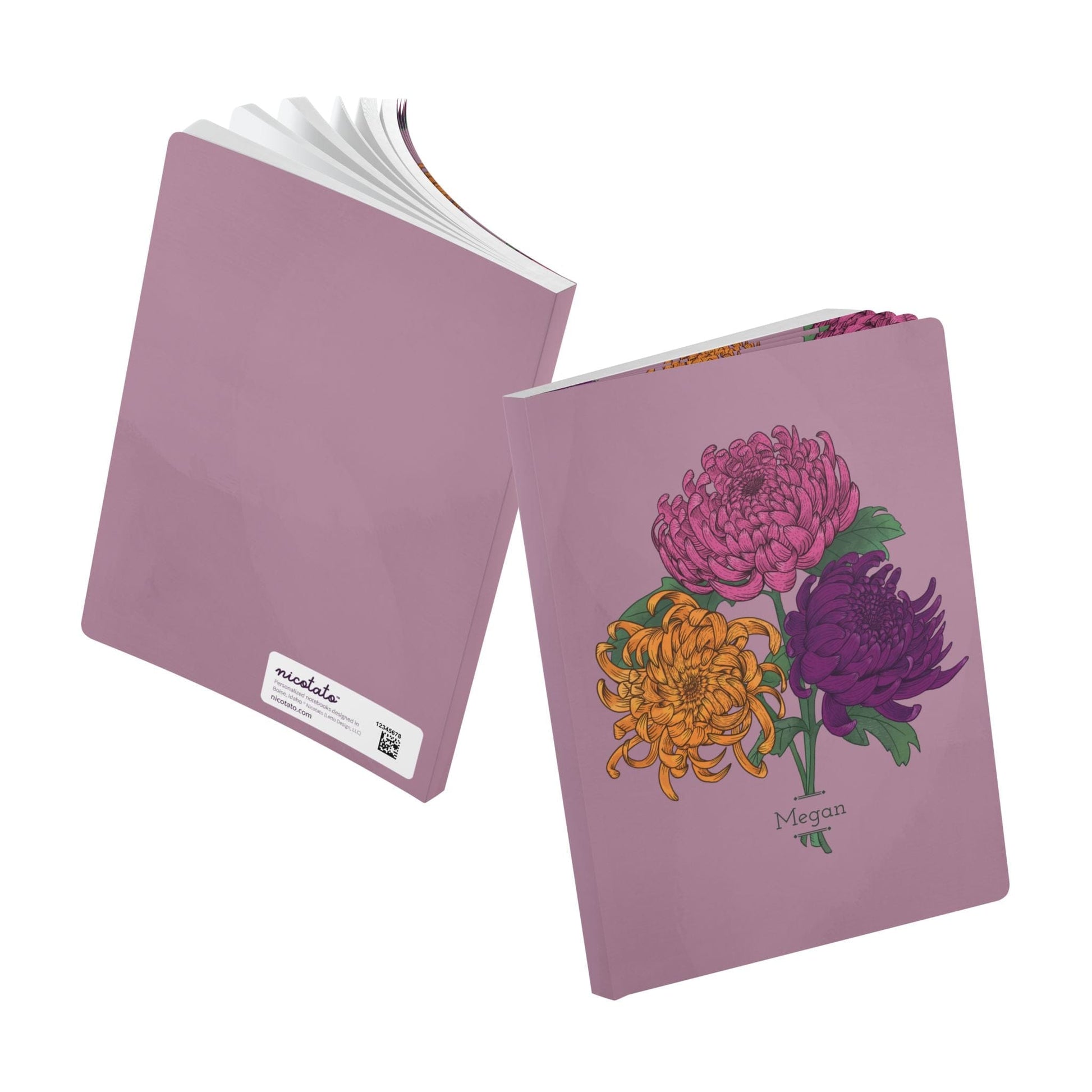 Paper products Chrysanthemum Flower Journal - November Birth flower - Personalizable Softcover Journal