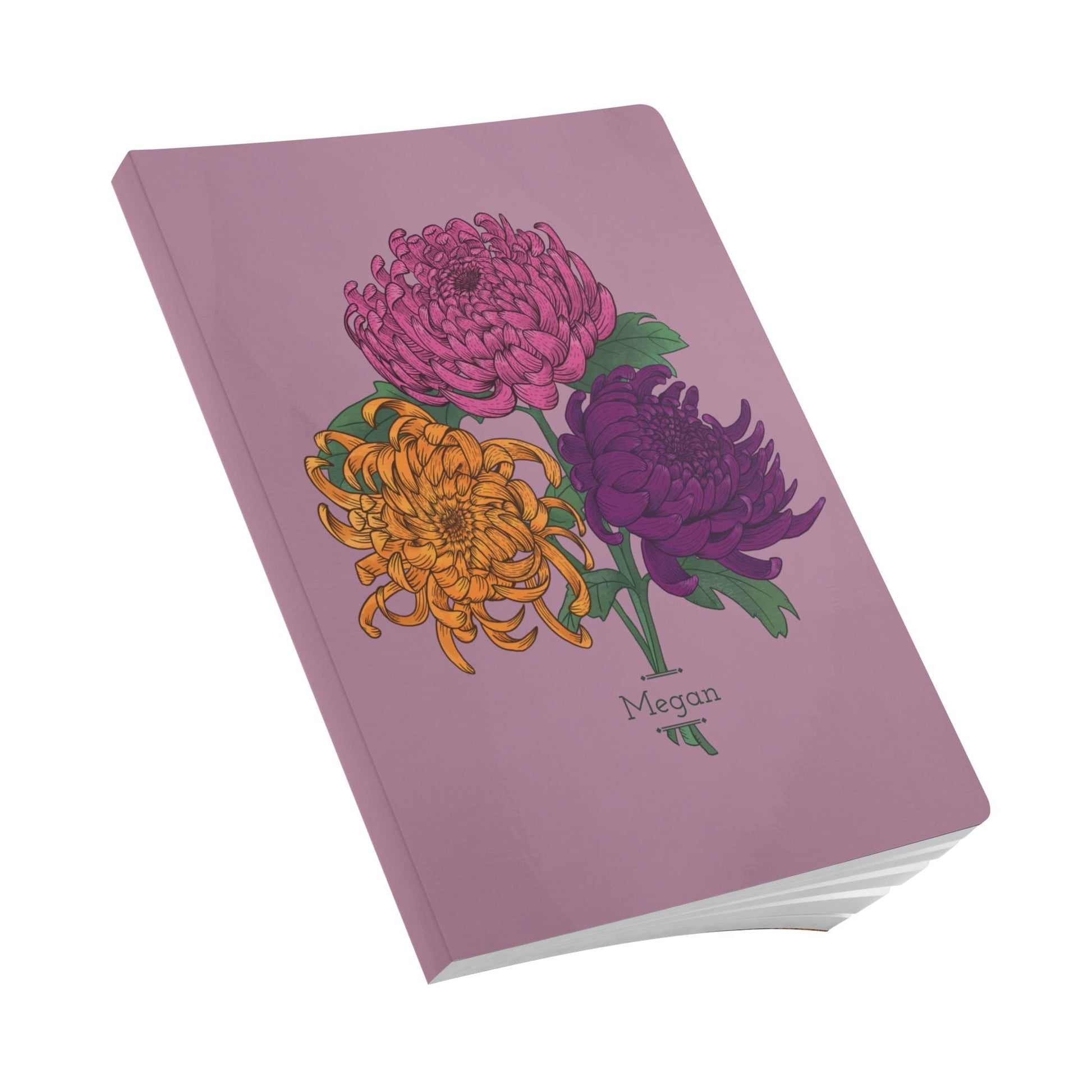 Paper products Chrysanthemum Flower Journal - November Birth flower - Personalizable Softcover Journal