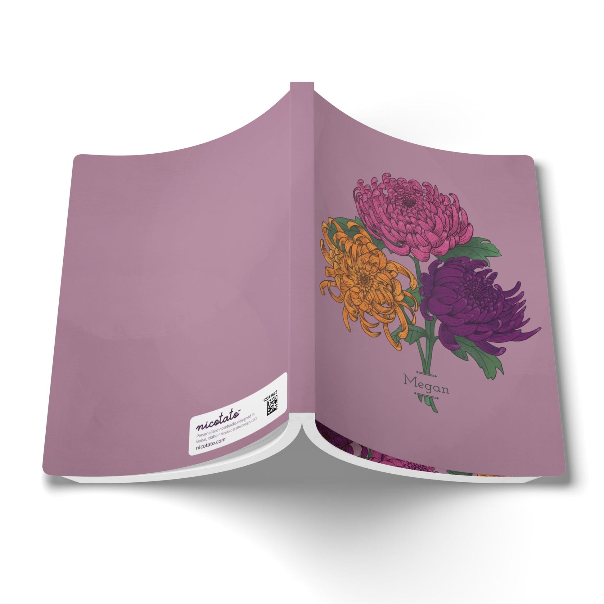 Paper products Chrysanthemum Flower Journal - November Birth flower - Personalizable Softcover Journal