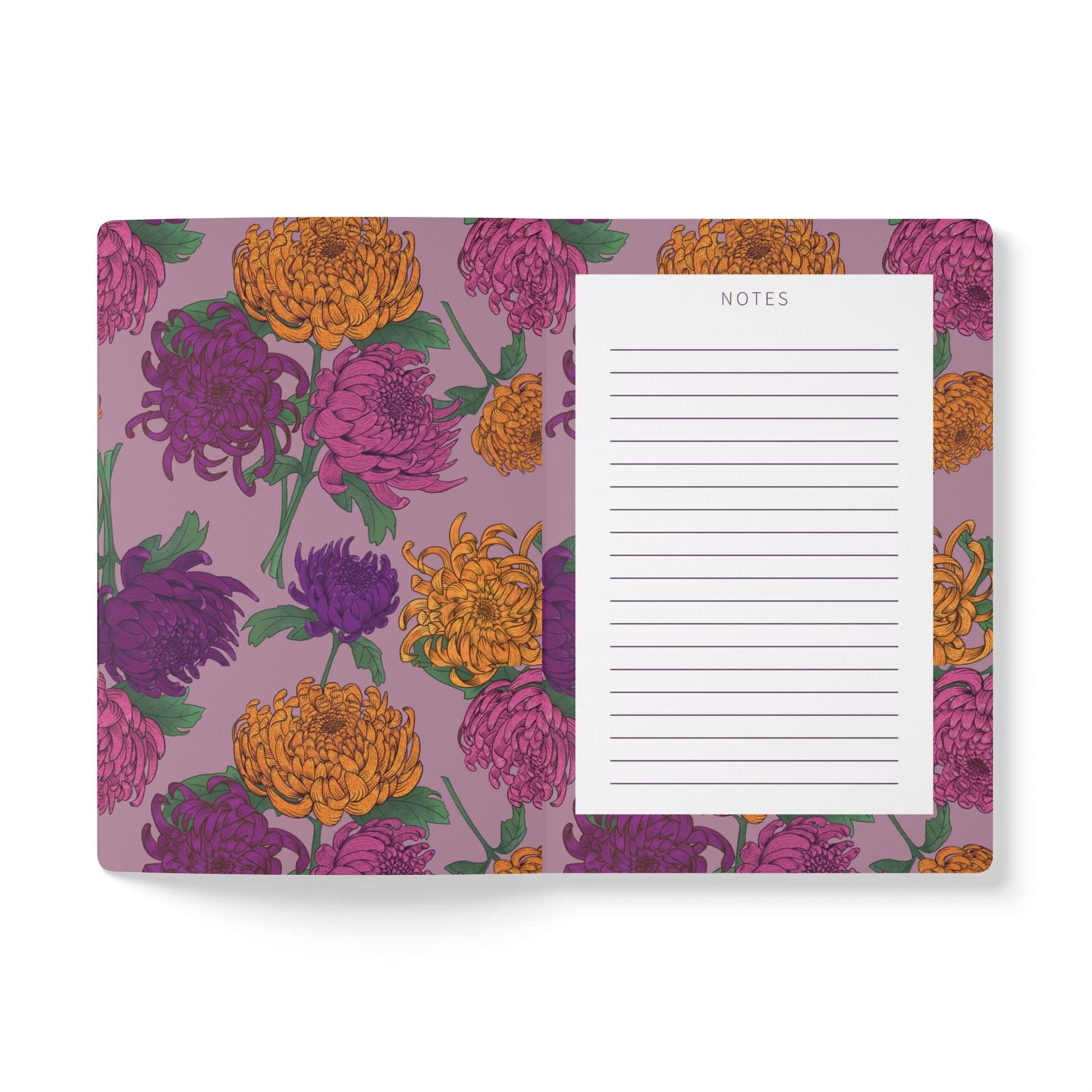 Paper products Chrysanthemum Flower Journal - November Birth flower - Personalizable Softcover Journal