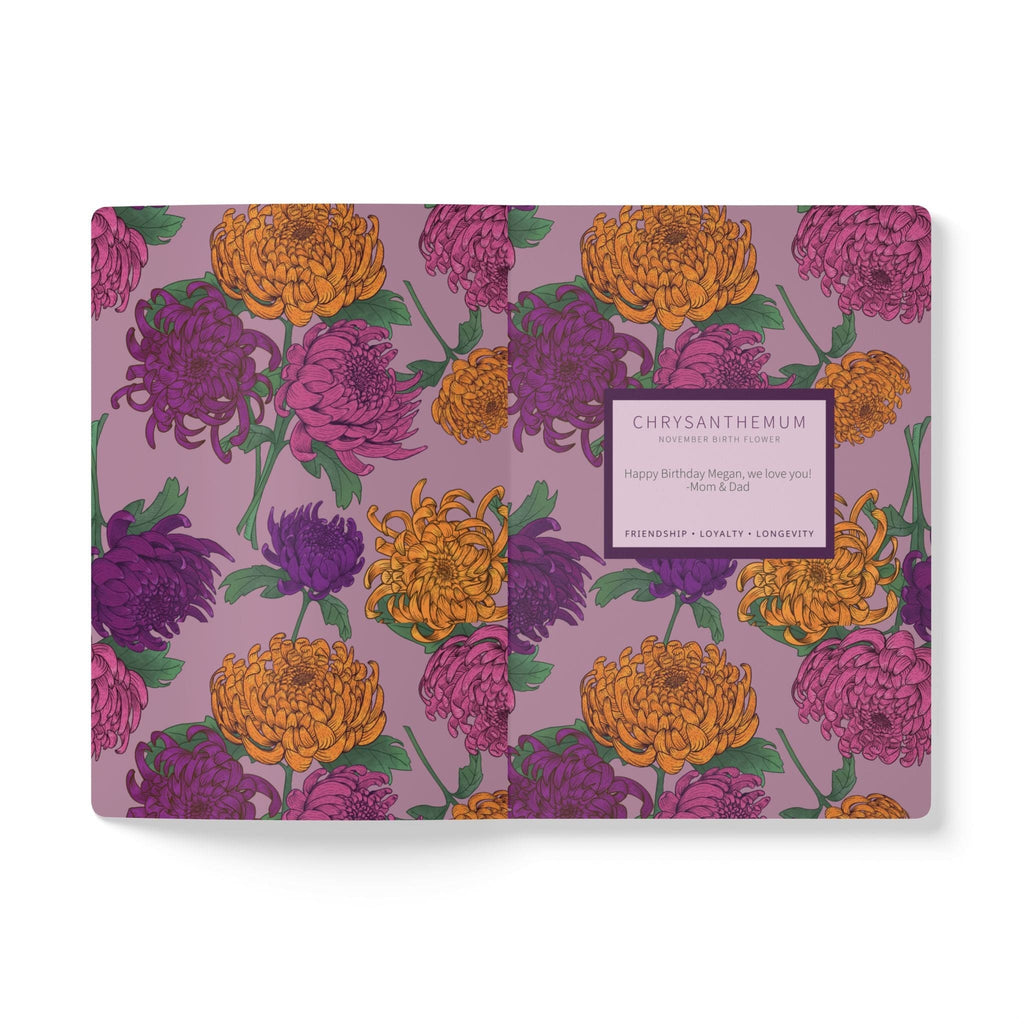 Paper products Chrysanthemum Flower Journal - November Birth flower - Personalizable Softcover Journal