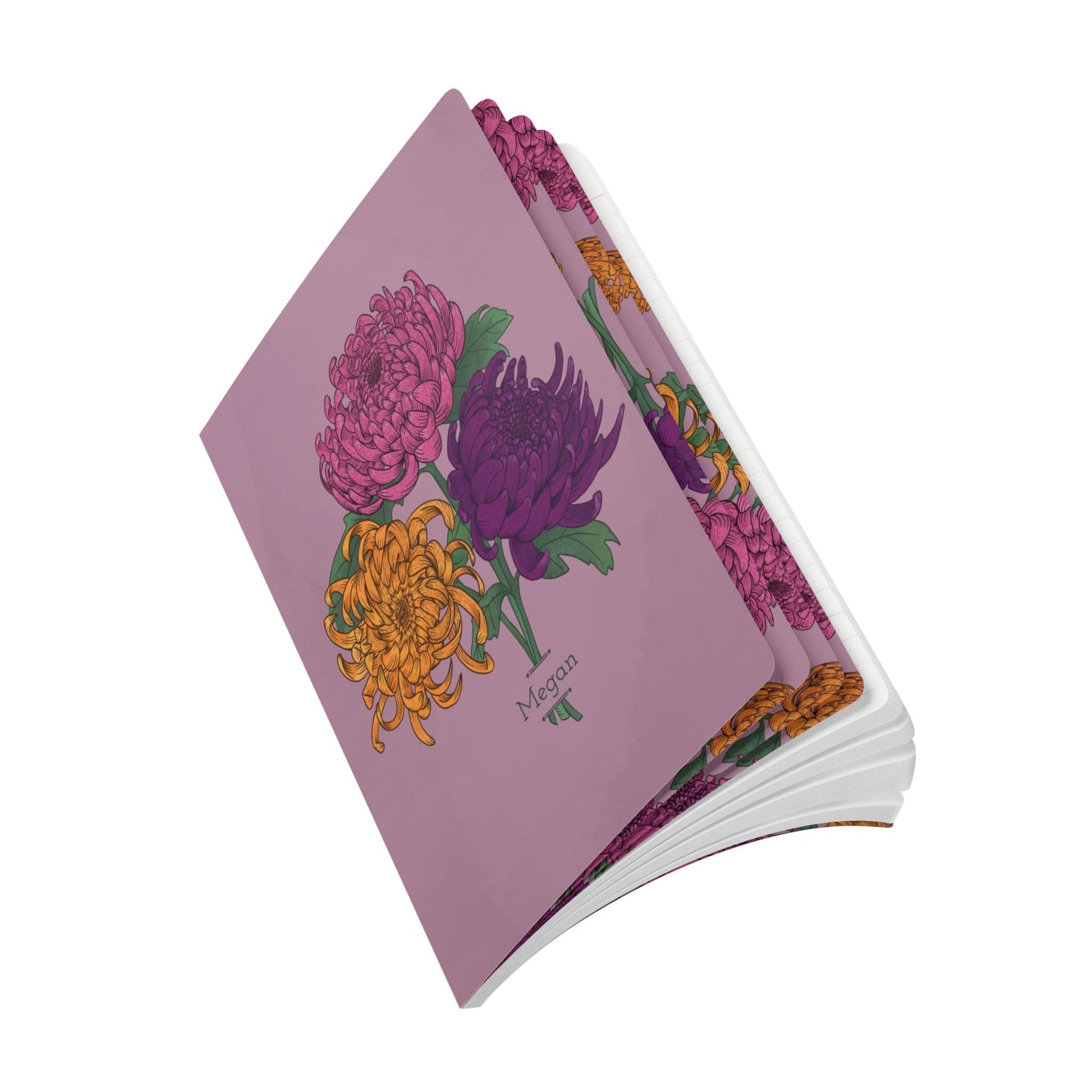 Paper products Chrysanthemum Flower Journal - November Birth flower - Personalizable Softcover Journal