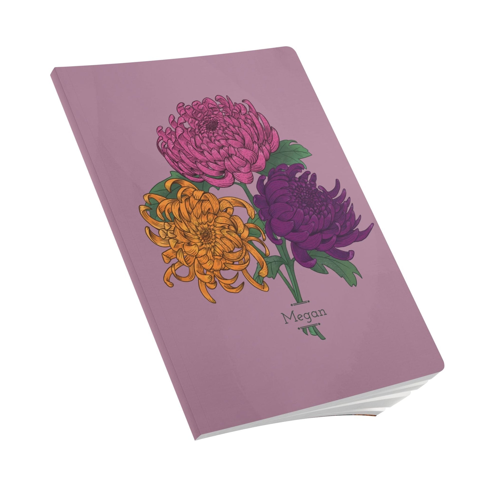 Paper products Chrysanthemum Flower Journal - November Birth flower - Personalizable Softcover Journal