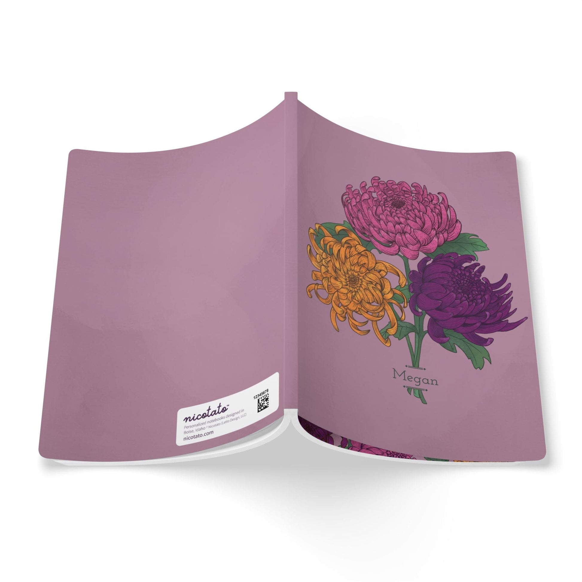 Paper products Chrysanthemum Flower Journal - November Birth flower - Personalizable Softcover Journal