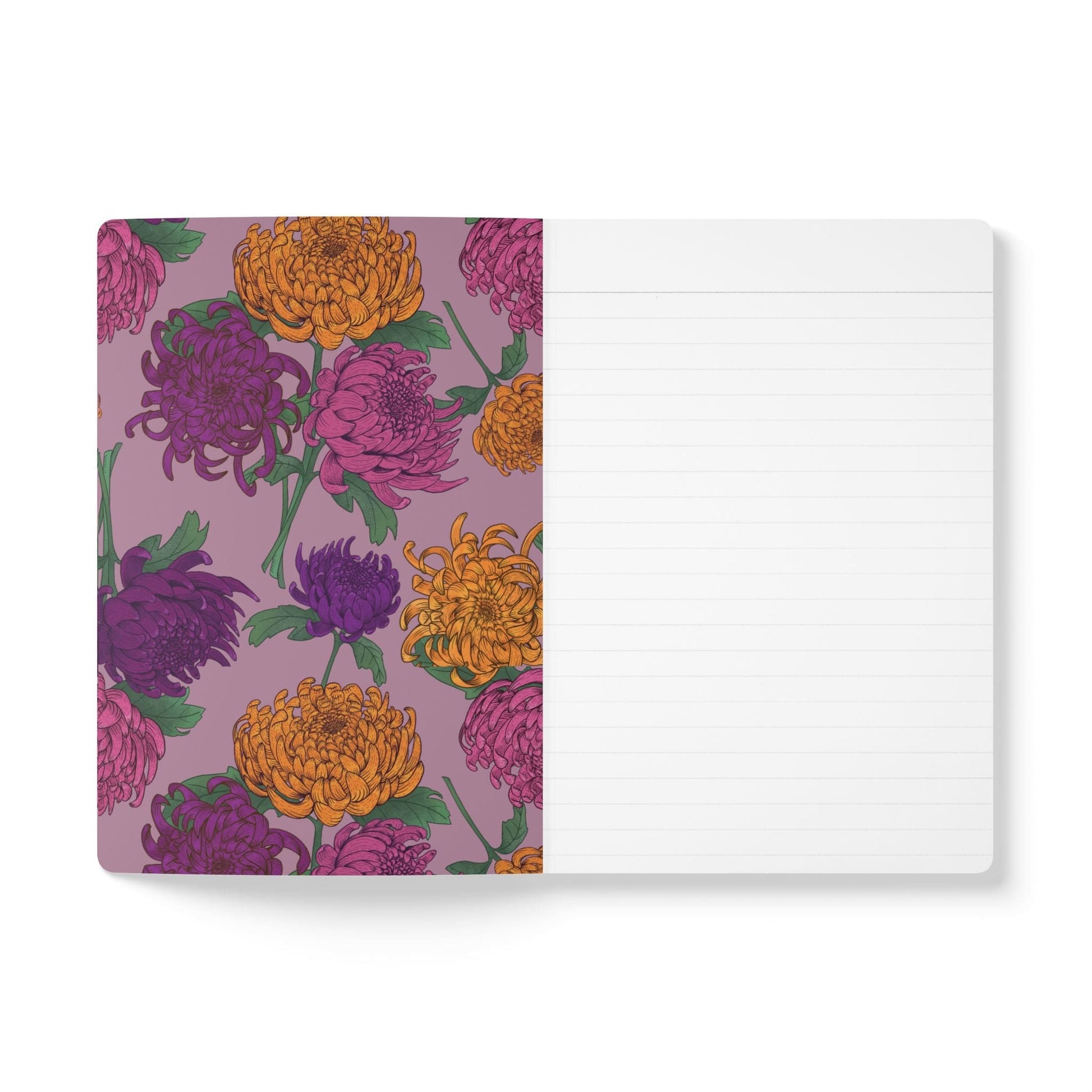 Paper products Chrysanthemum Flower Journal - November Birth flower - Personalizable Softcover Journal