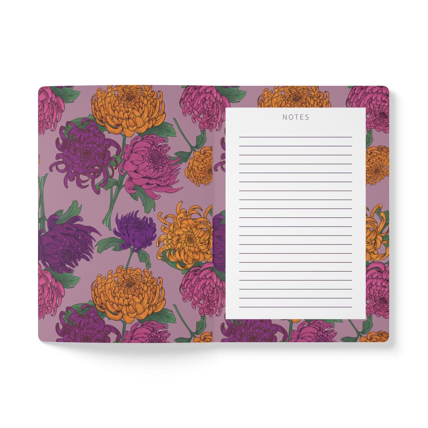 Paper products Chrysanthemum Flower Journal - November Birth flower - Personalizable Softcover Journal