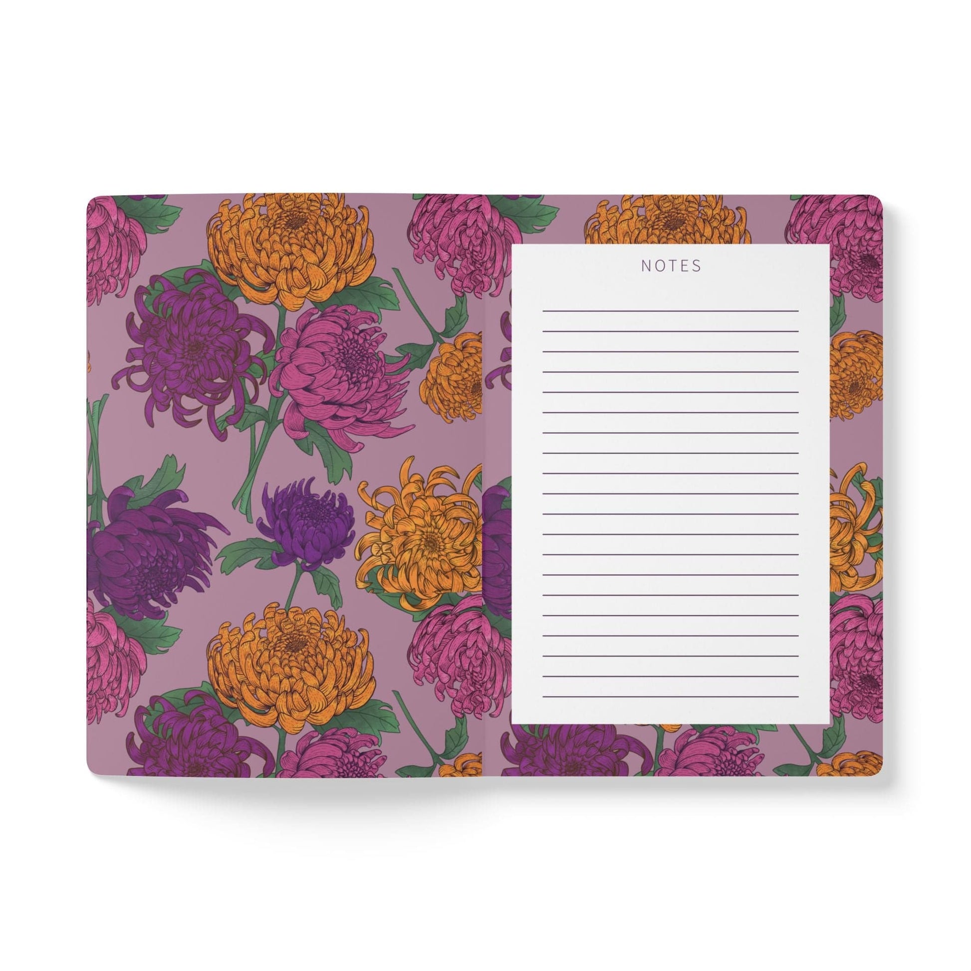 Paper products Chrysanthemum Flower Journal - November Birth flower - Personalizable Softcover Journal