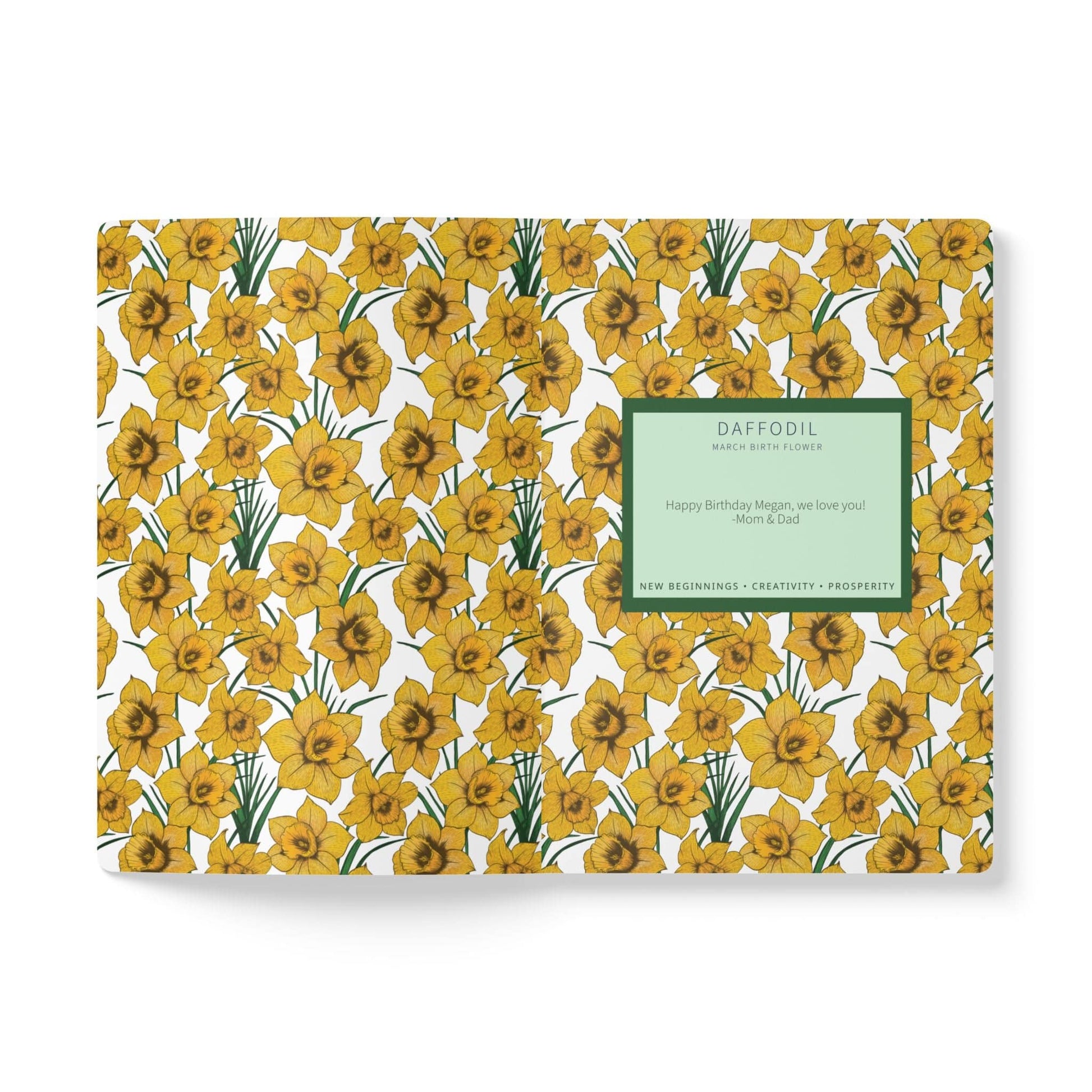 Paper products Daffodil Flower Journal - March Birth flower - Personalizable Softcover Journal