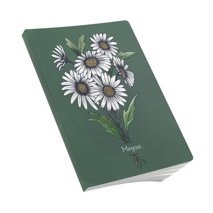 Paper products Daisy Flower Journal - April Birth flower - Personalizable Softcover Journal