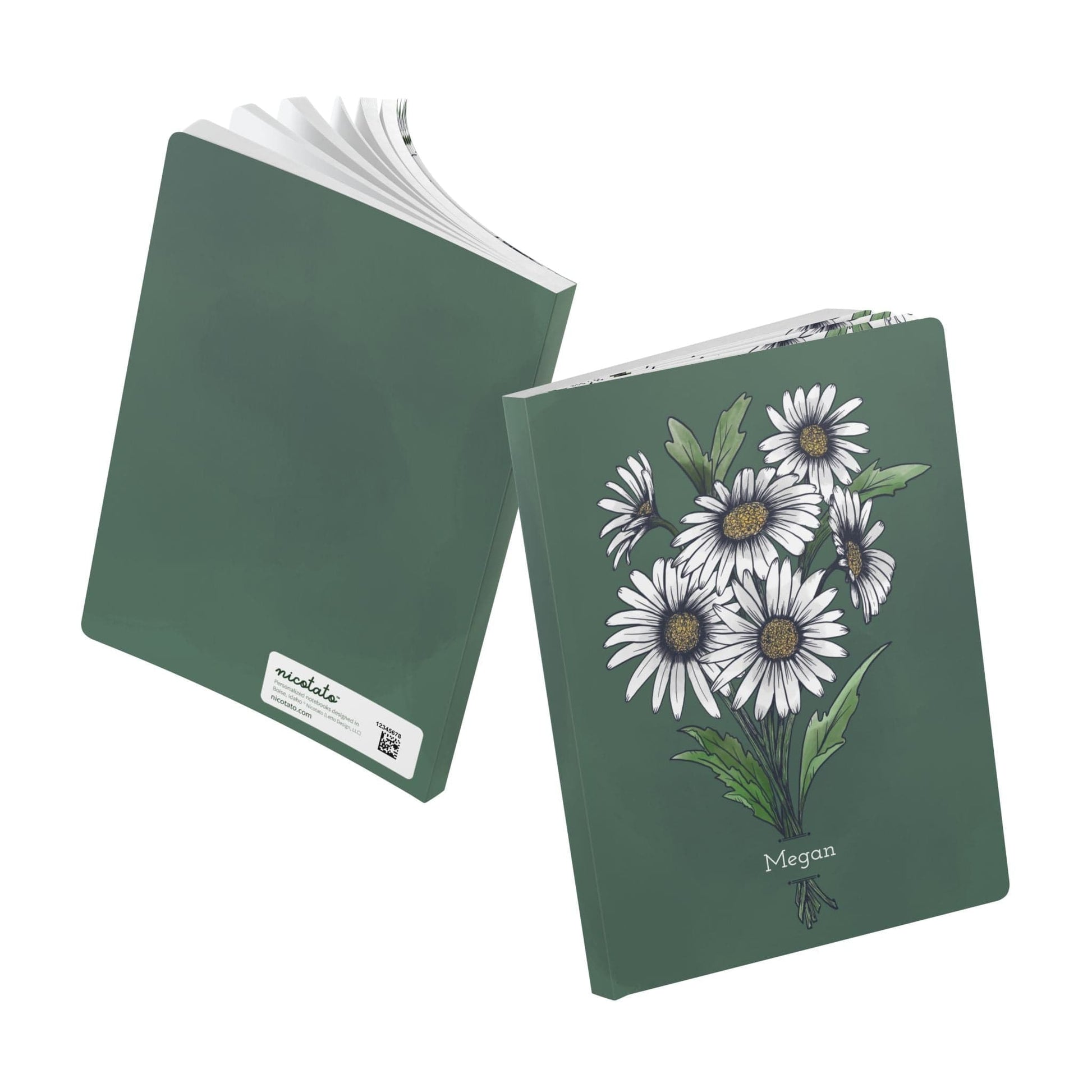 Paper products Daisy Flower Journal - April Birth flower - Personalizable Softcover Journal
