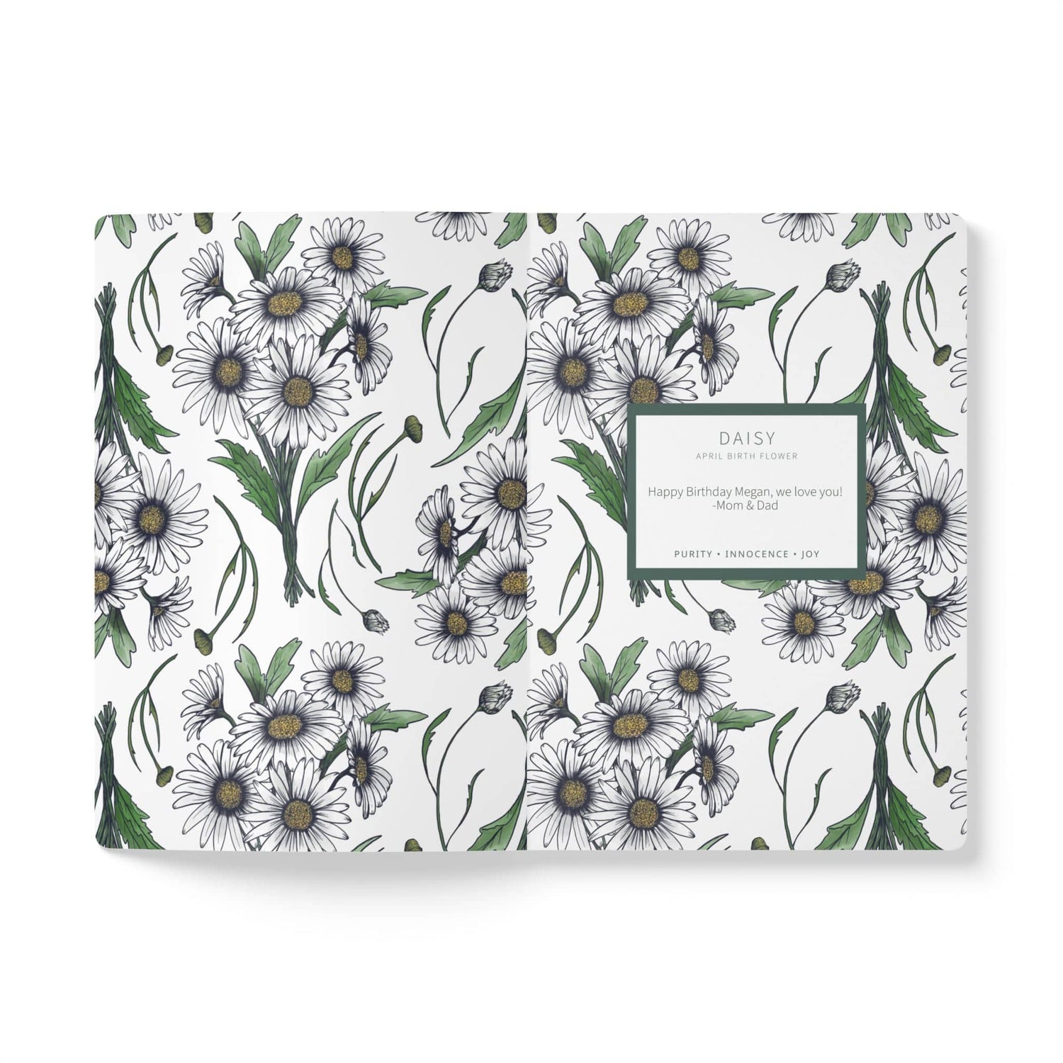 Paper products Daisy Flower Journal - April Birth flower - Personalizable Softcover Journal