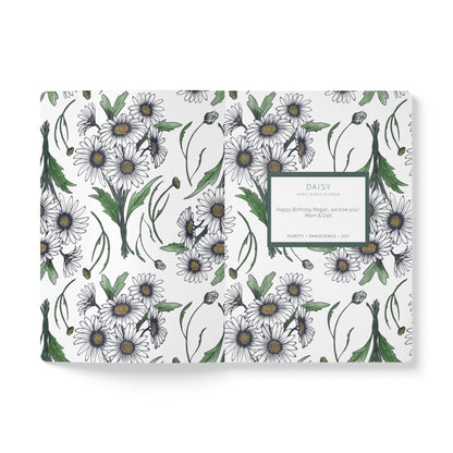 Paper products Daisy Flower Journal - April Birth flower - Personalizable Softcover Journal