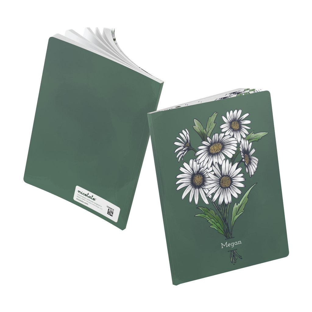 Paper products Daisy Flower Journal - April Birth flower - Personalizable Softcover Journal