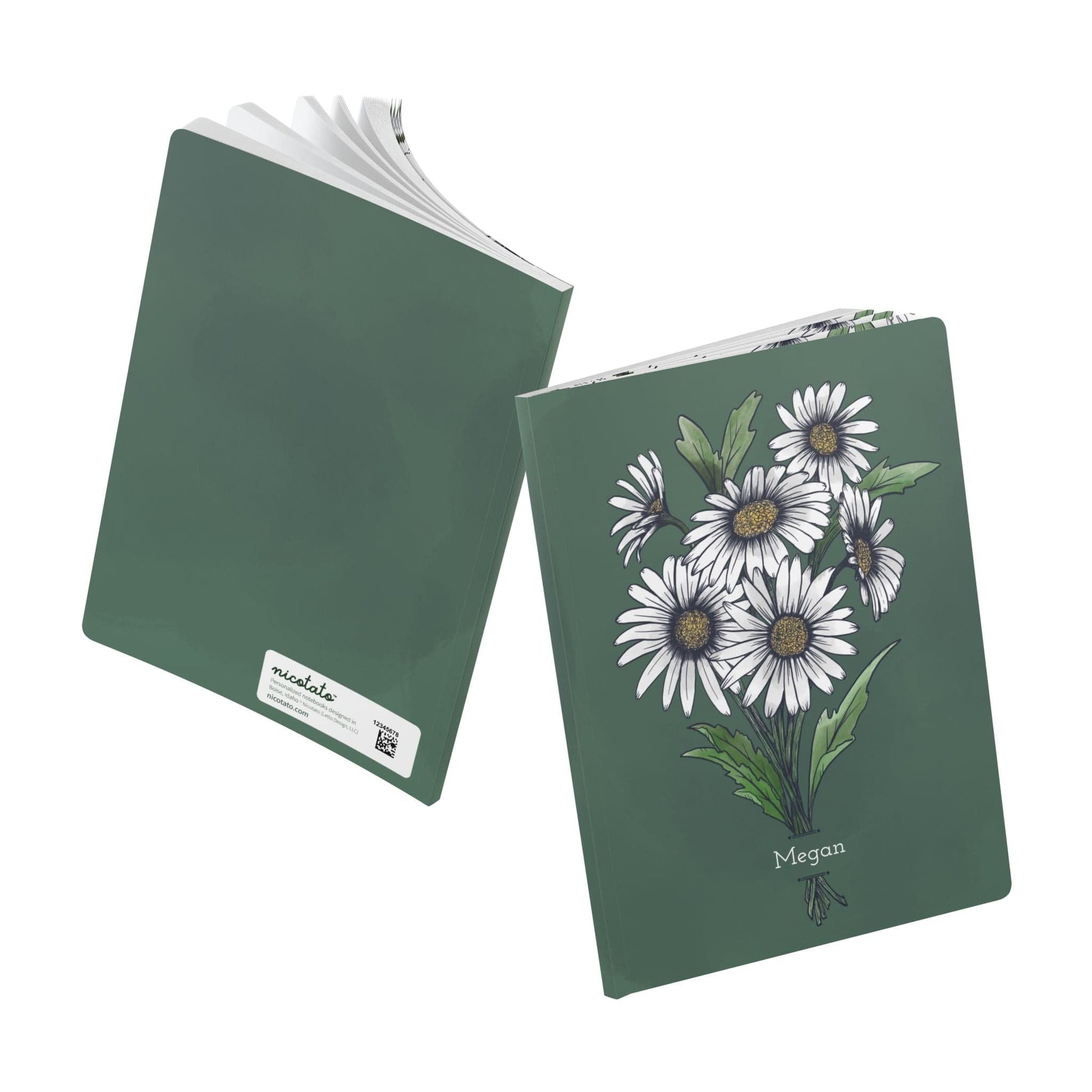 Paper products Daisy Flower Journal - April Birth flower - Personalizable Softcover Journal