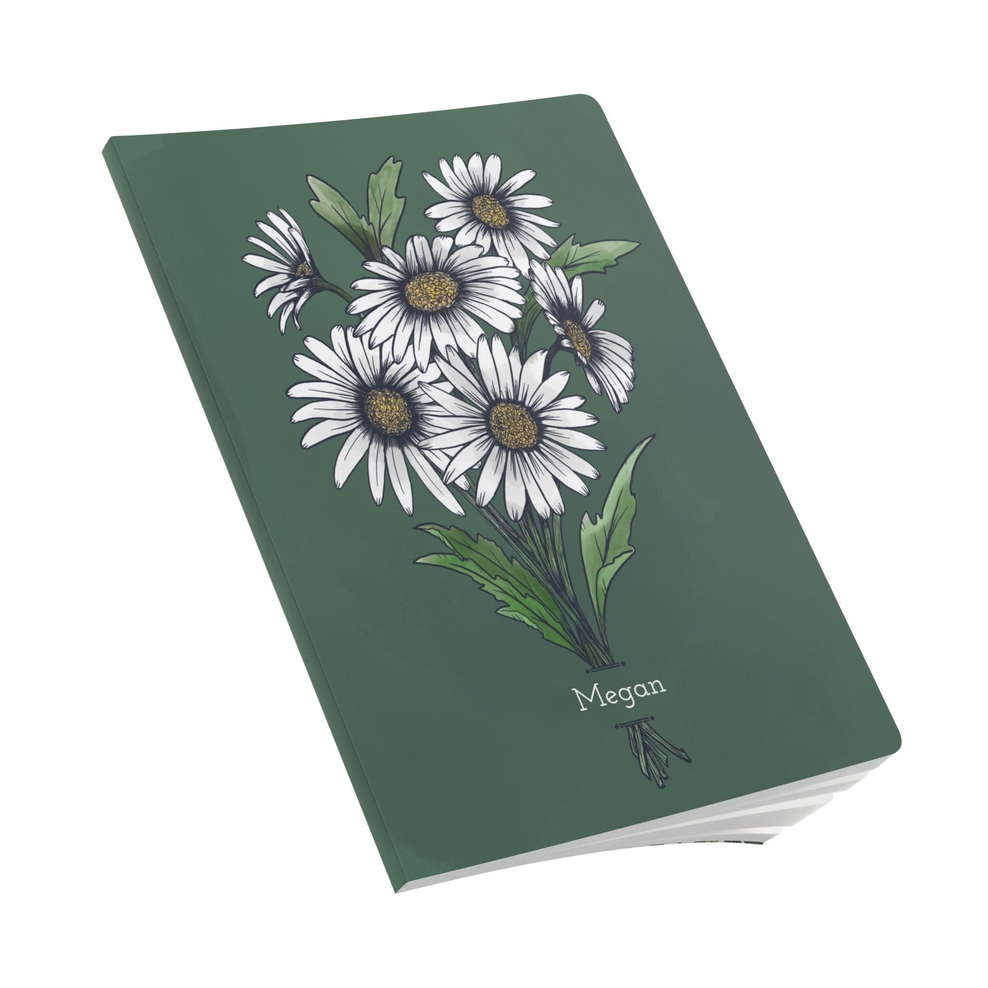 Paper products Daisy Flower Journal - April Birth flower - Personalizable Softcover Journal
