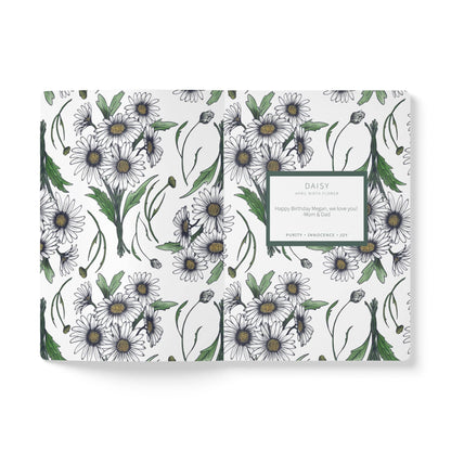 Paper products Daisy Flower Journal - April Birth flower - Personalizable Softcover Journal