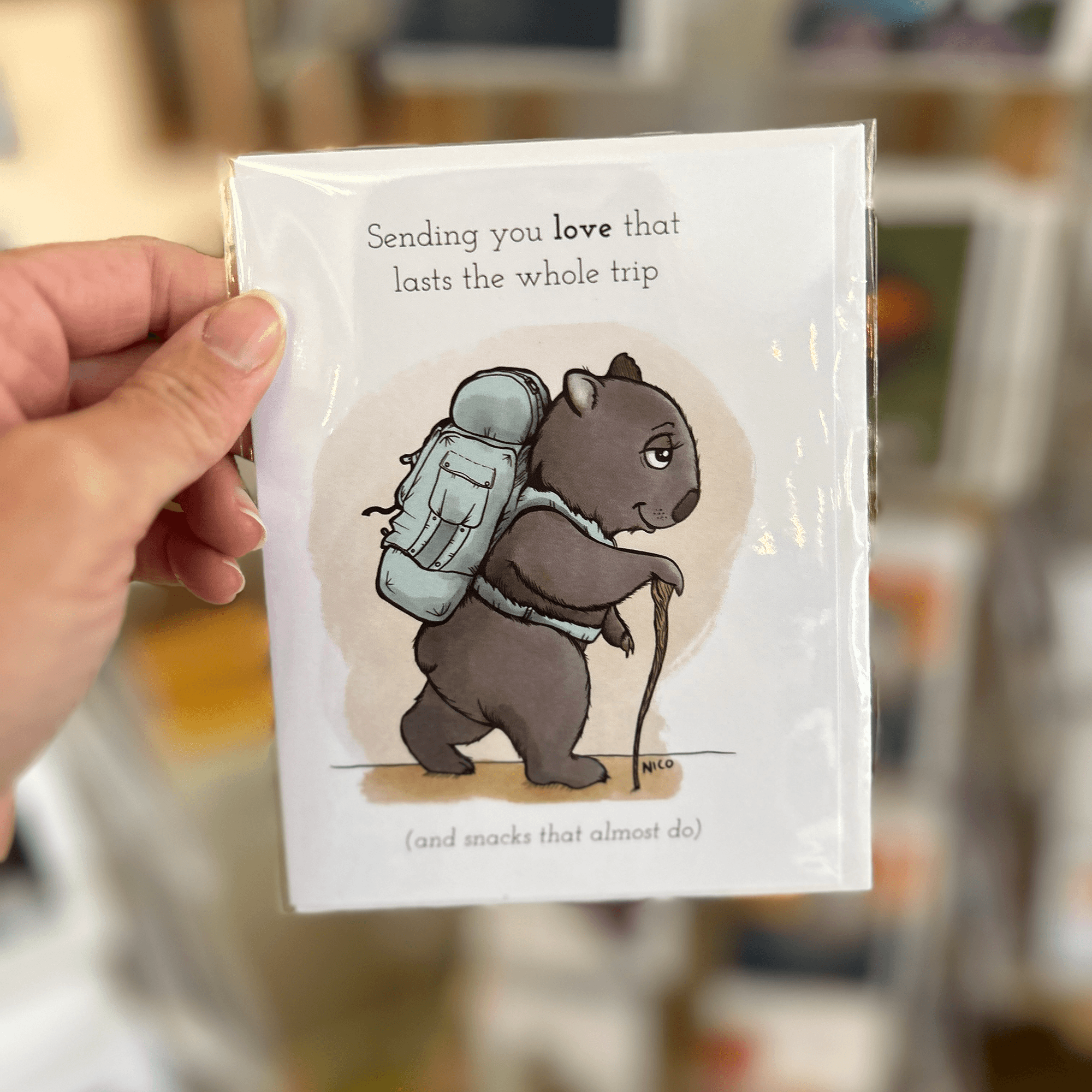 Paper products Hiking Wombat Card | "Let's Go!" Adventure Blank Greeting Card