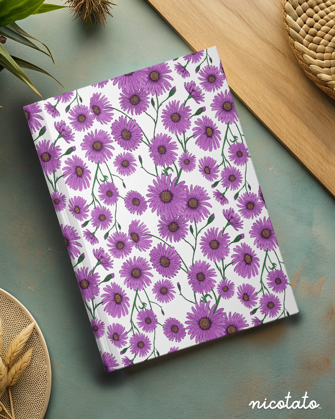 Paper products Journal Aster Flower Pattern Journal - Hardcover Matte