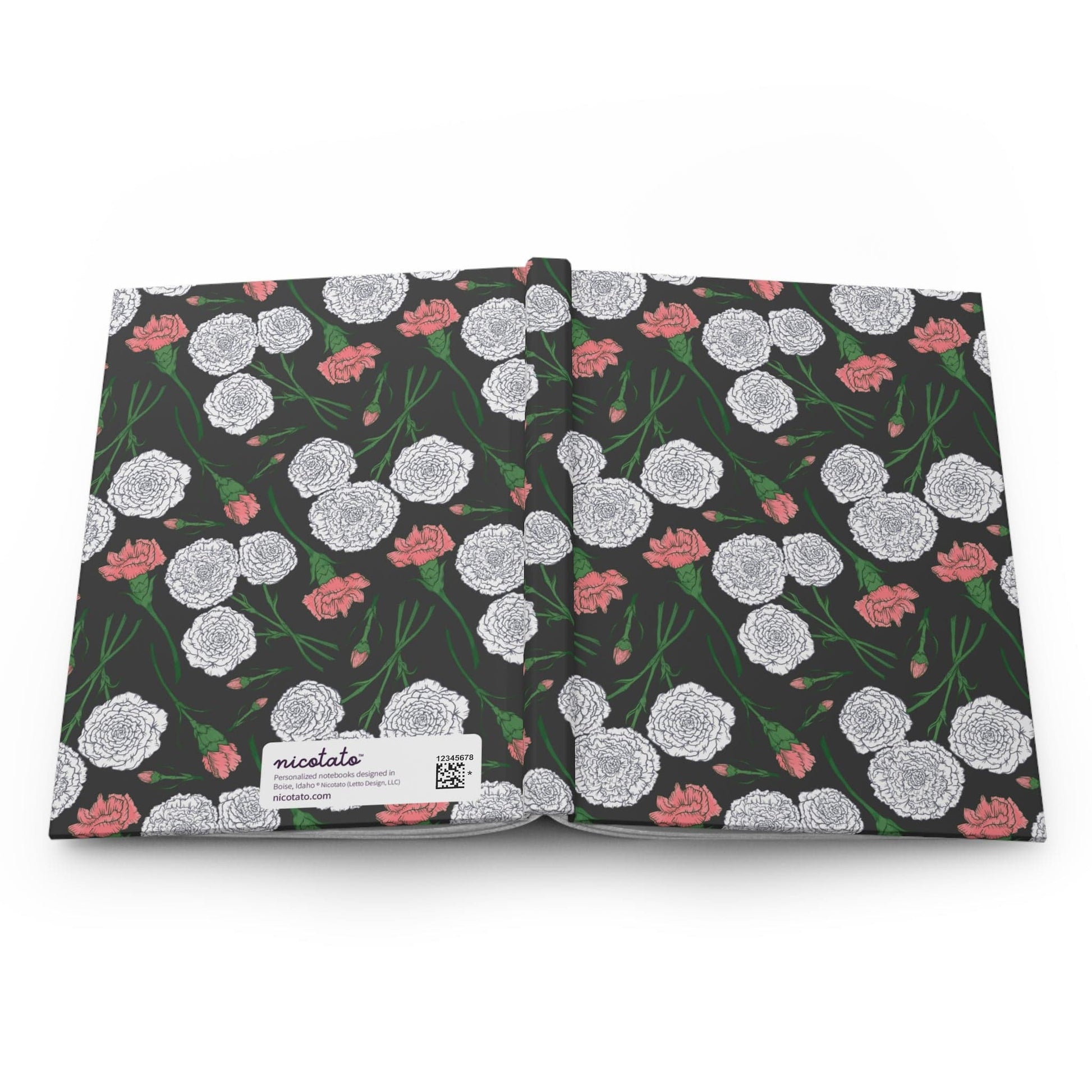 Paper products Journal Carnations Flower Pattern Journal - Hardcover Matte