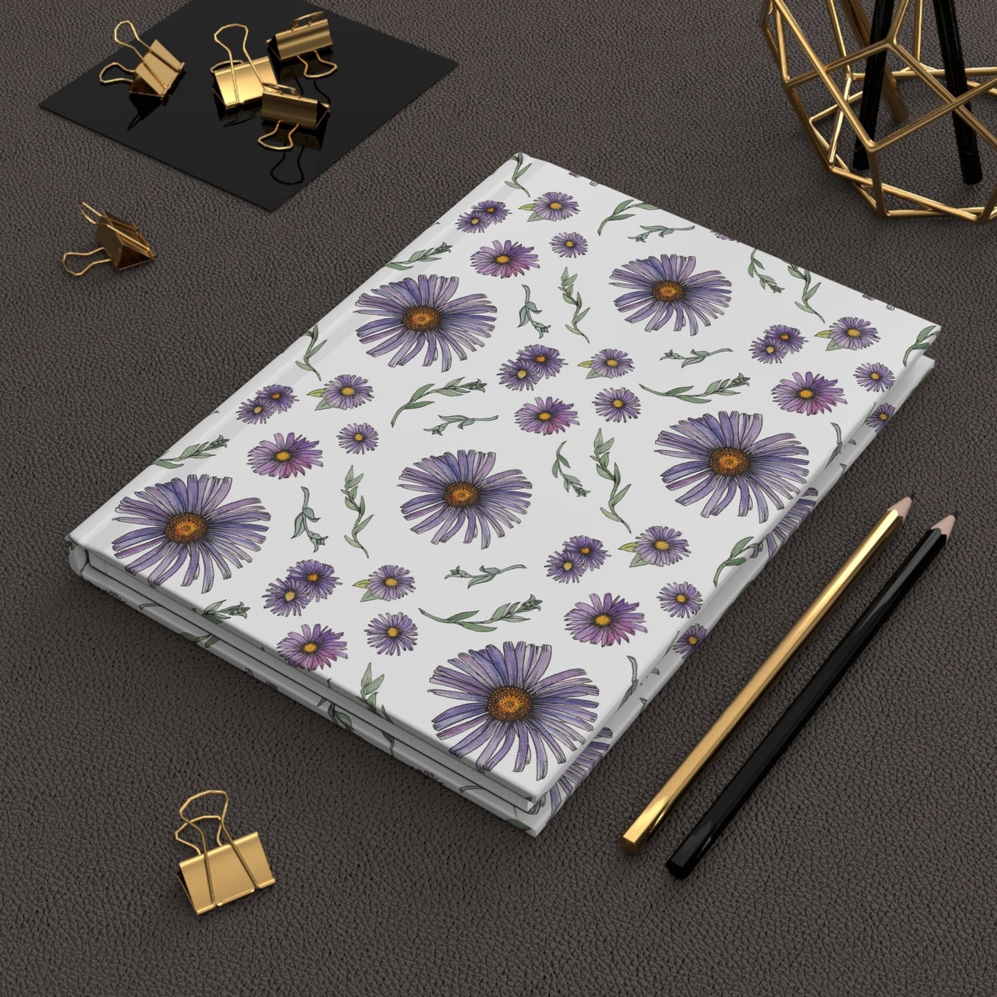 Paper products Journal Purple Wildflower Journal  Hardcover Matte – Hand-Drawn Floral Pattern