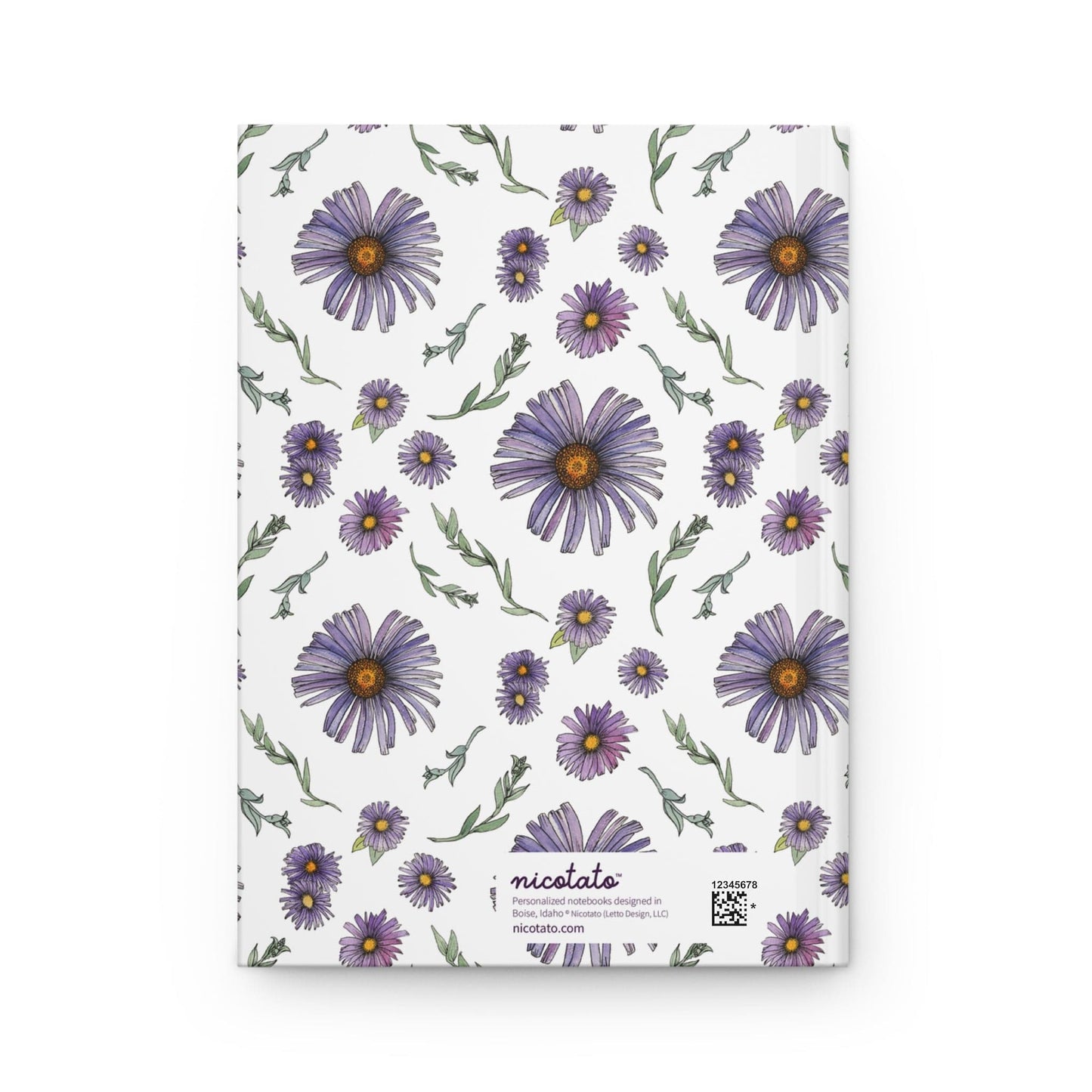 Paper products Journal Purple Wildflower Journal  Hardcover Matte – Hand-Drawn Floral Pattern