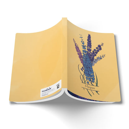Paper products Larkspur Flower Journal - July Birth flower - Personalizable Softcover Journal