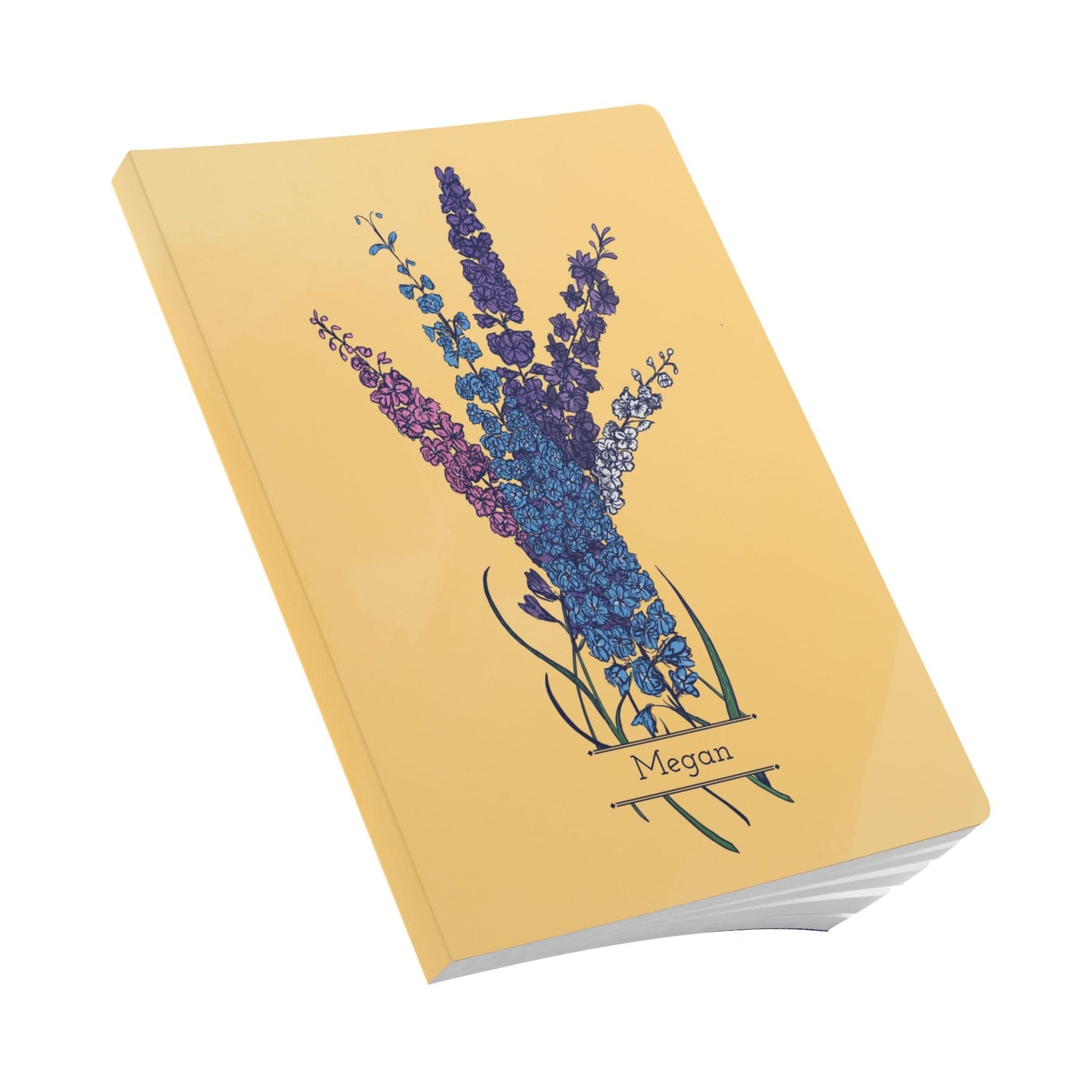 Paper products Larkspur Flower Journal - July Birth flower - Personalizable Softcover Journal