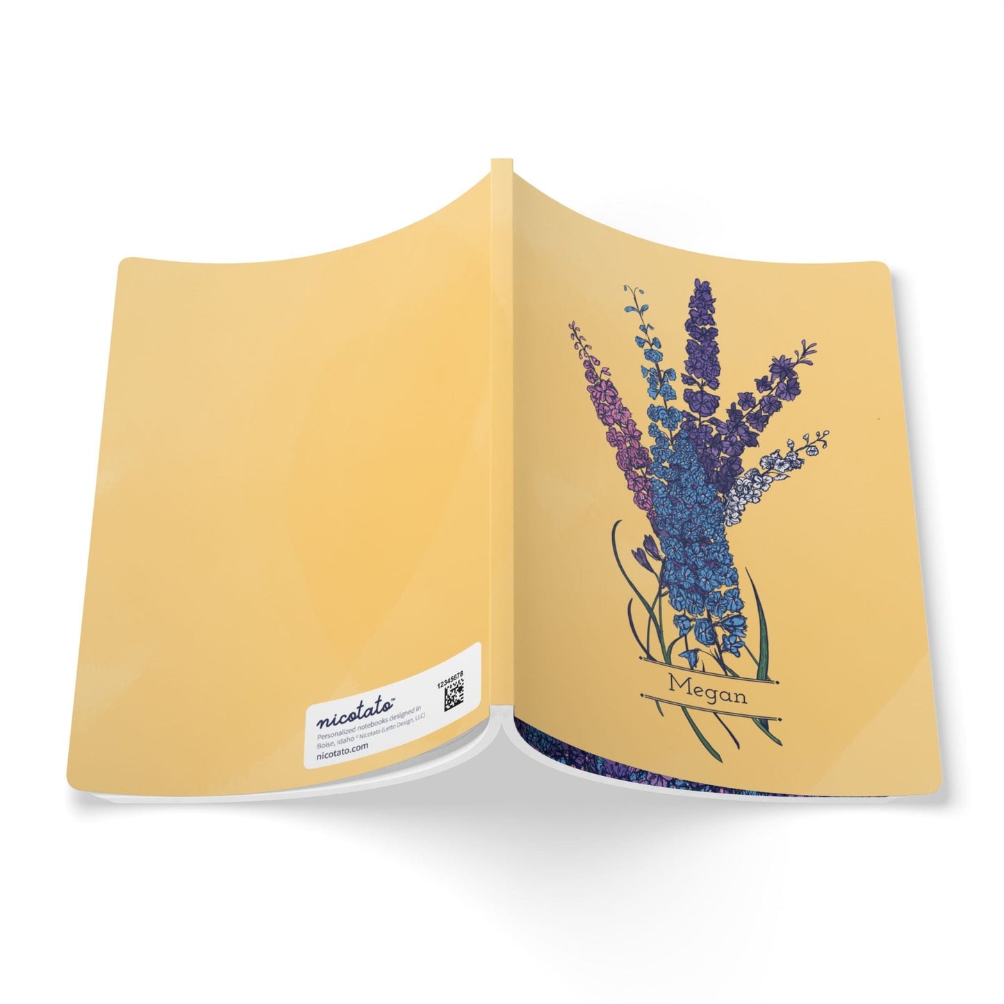 Paper products Larkspur Flower Journal - July Birth flower - Personalizable Softcover Journal