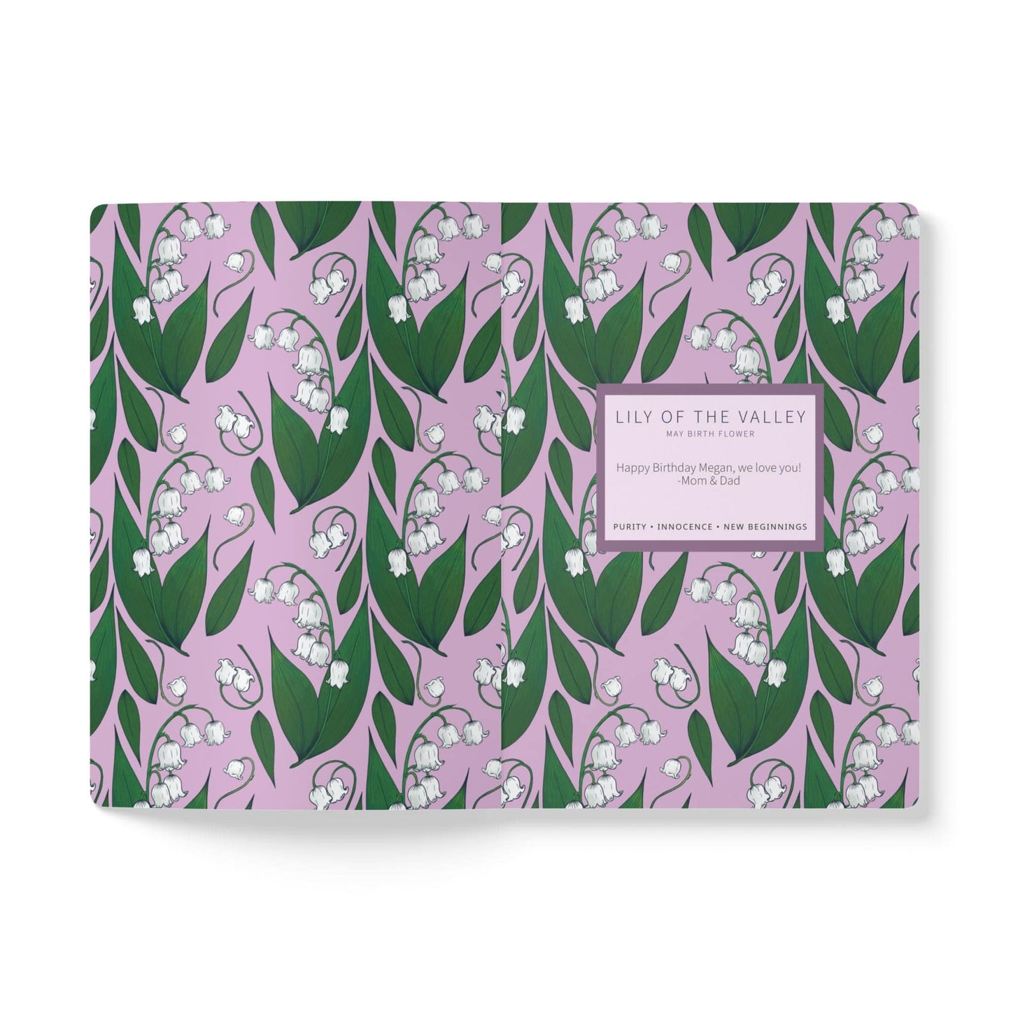 Paper products Lily of the Valley Flower Journal - May Birth flower - Personalizable Softcover Journal