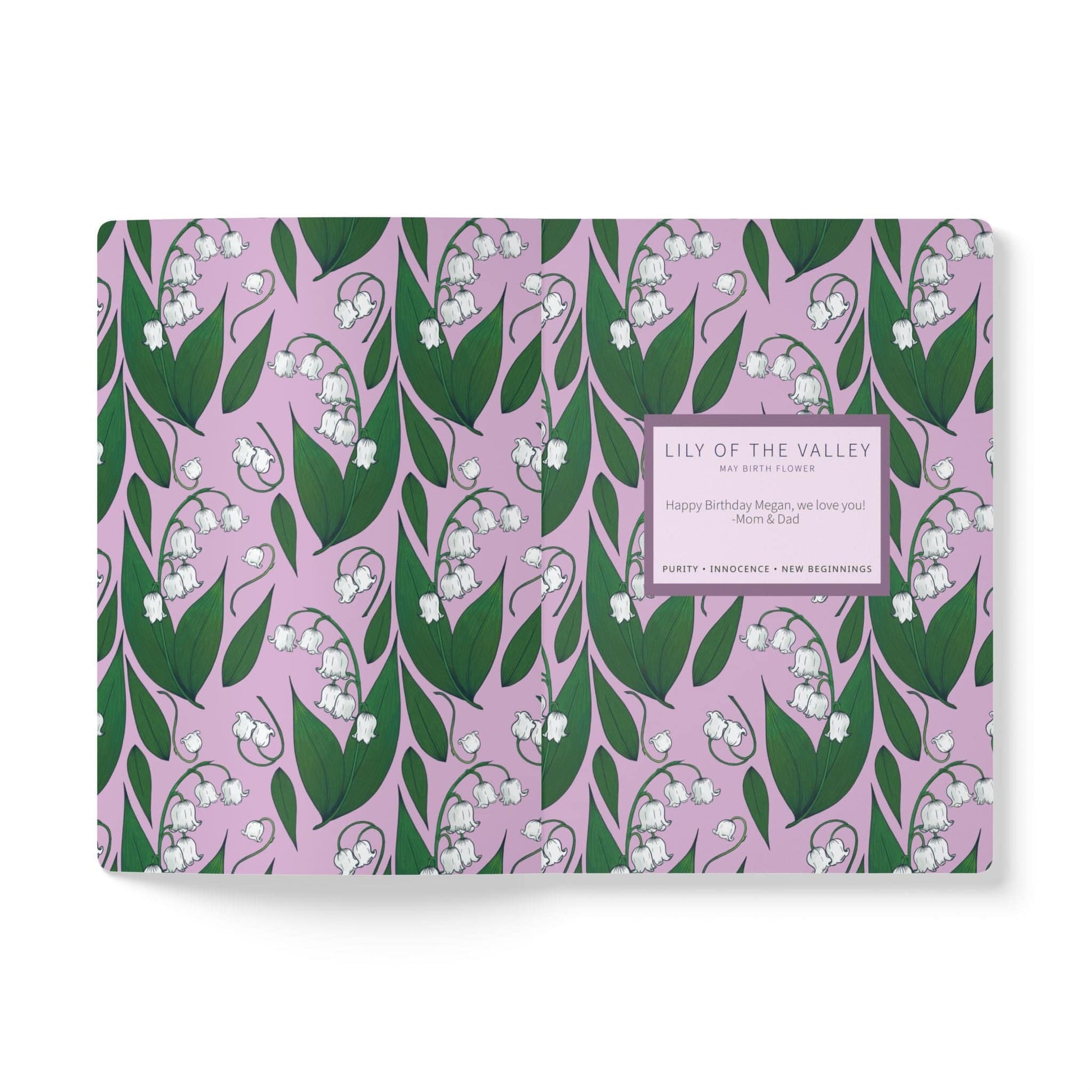 Paper products Lily of the Valley Flower Journal - May Birth flower - Personalizable Softcover Journal