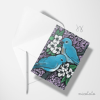Paper products Mountain Bluebird and Syringa Flowers Blank Card