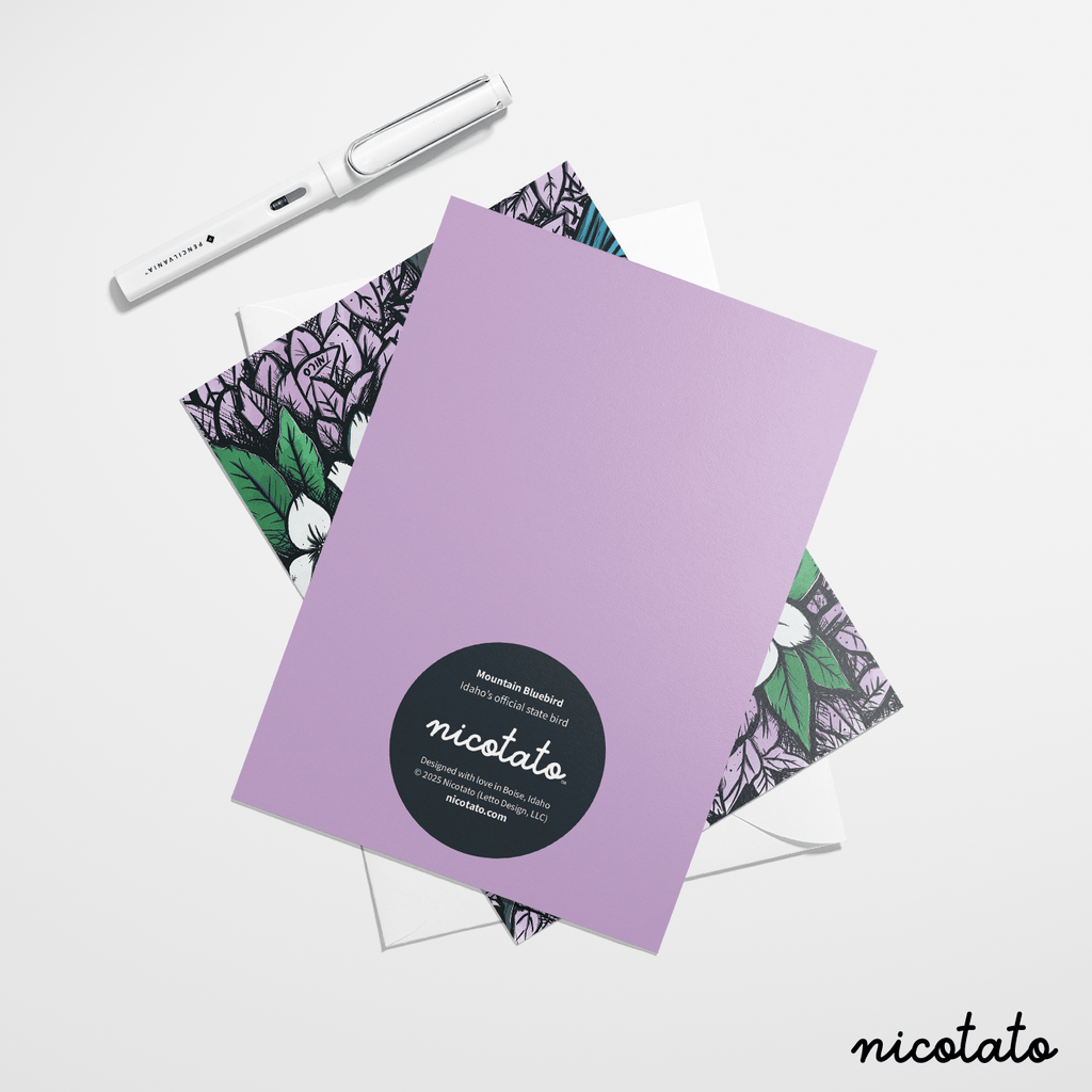 Paper products Mountain Bluebird and Syringa Flowers Blank Card