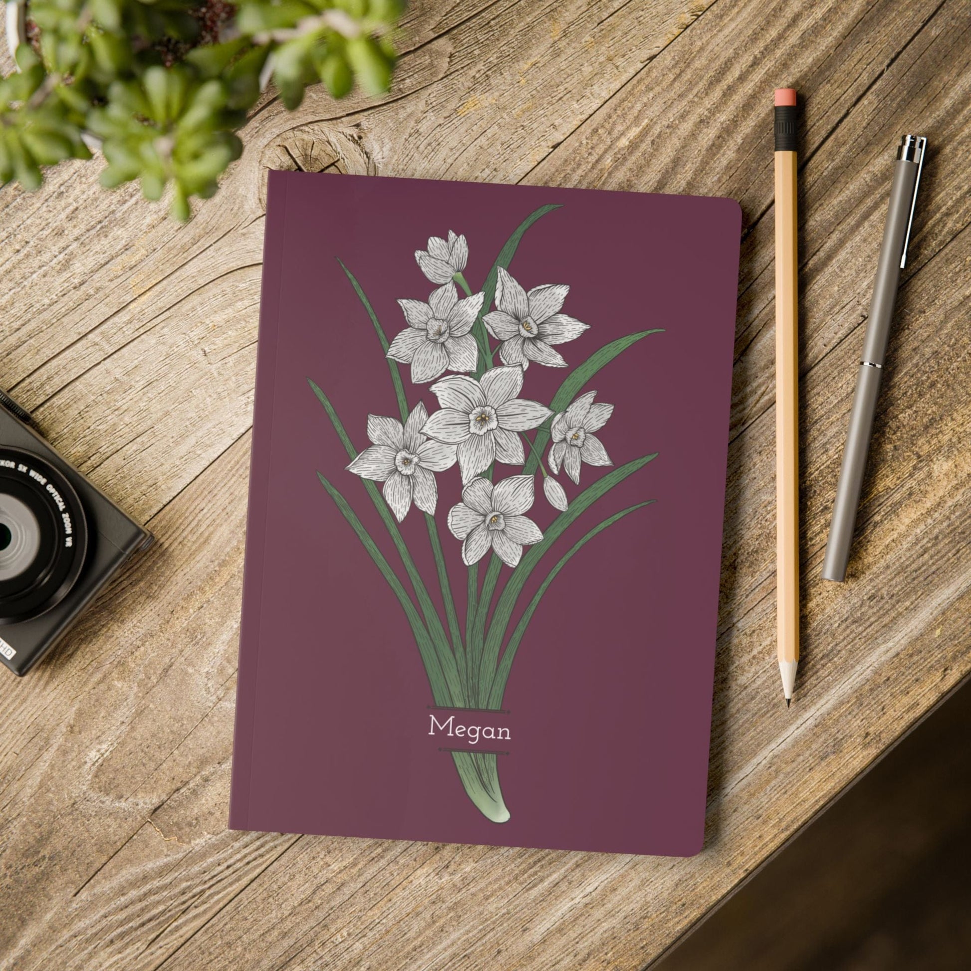 Paper products Paperwhite Flower Journal - December Birth flower - Personalizable Softcover Journal