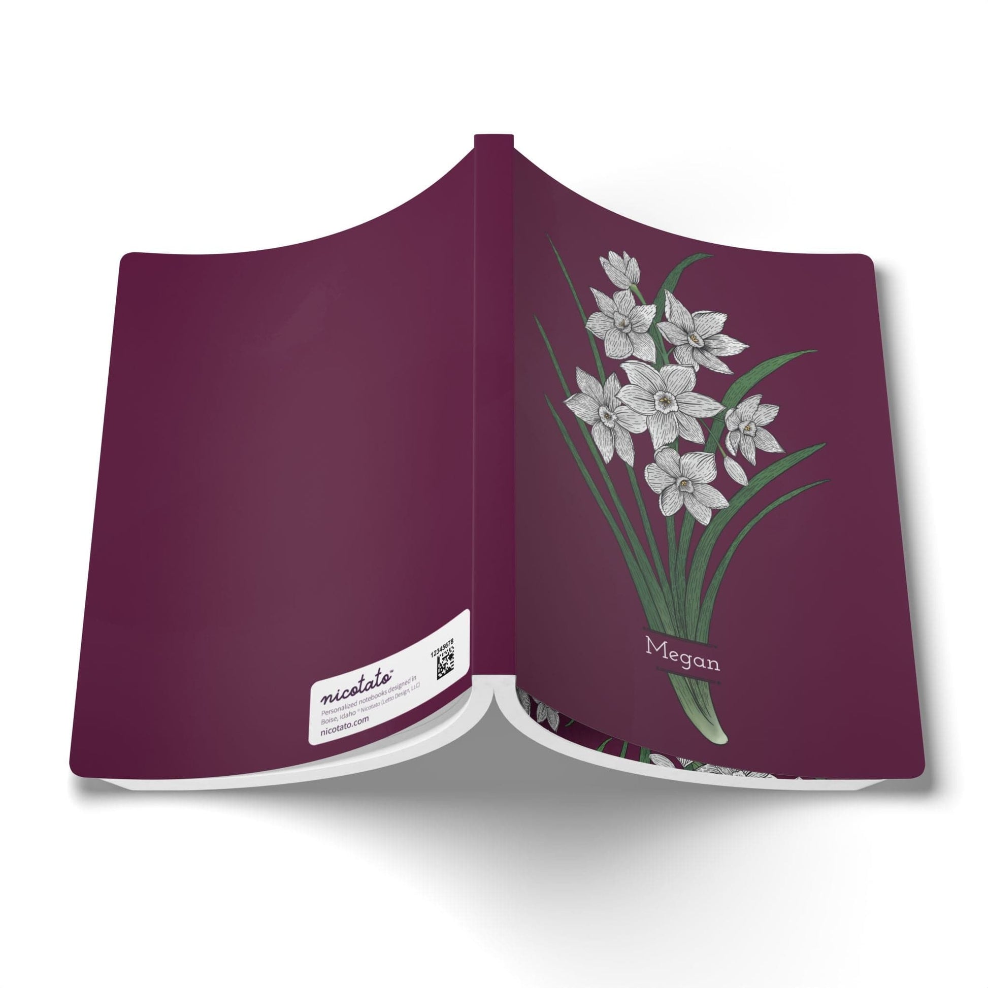 Paper products Paperwhite Flower Journal - December Birth flower - Personalizable Softcover Journal