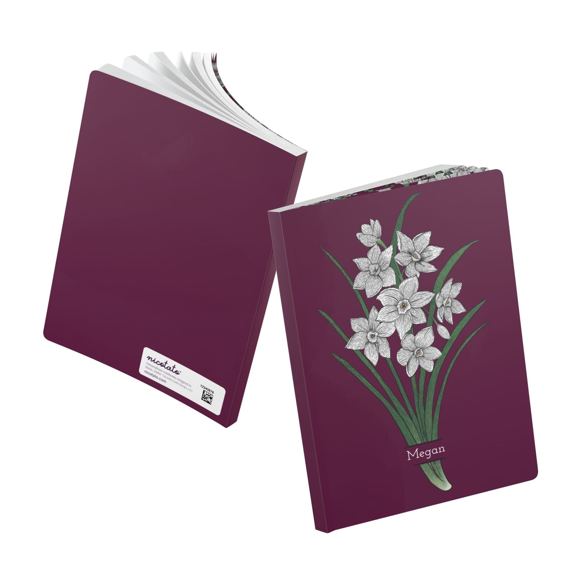 Paper products Paperwhite Flower Journal - December Birth flower - Personalizable Softcover Journal